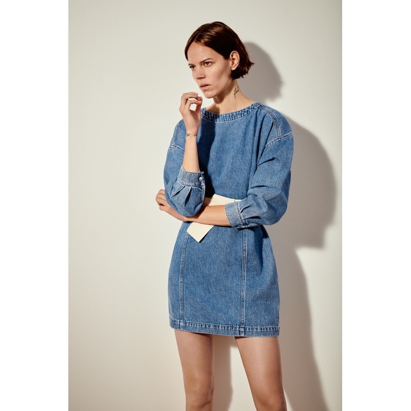 Đầm jean thắt nơ eo Zara săn sale sẵn size Xs