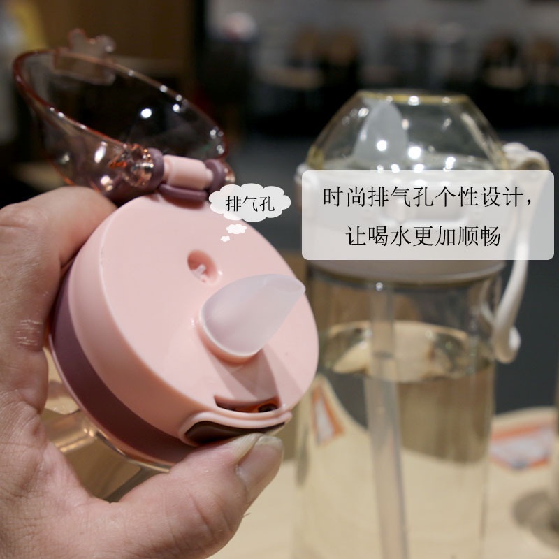 Bình Nước 650Ml Bằng Nhựa Cách Nhiệt Có Ống Hút Tiện Dụng Cho Bé