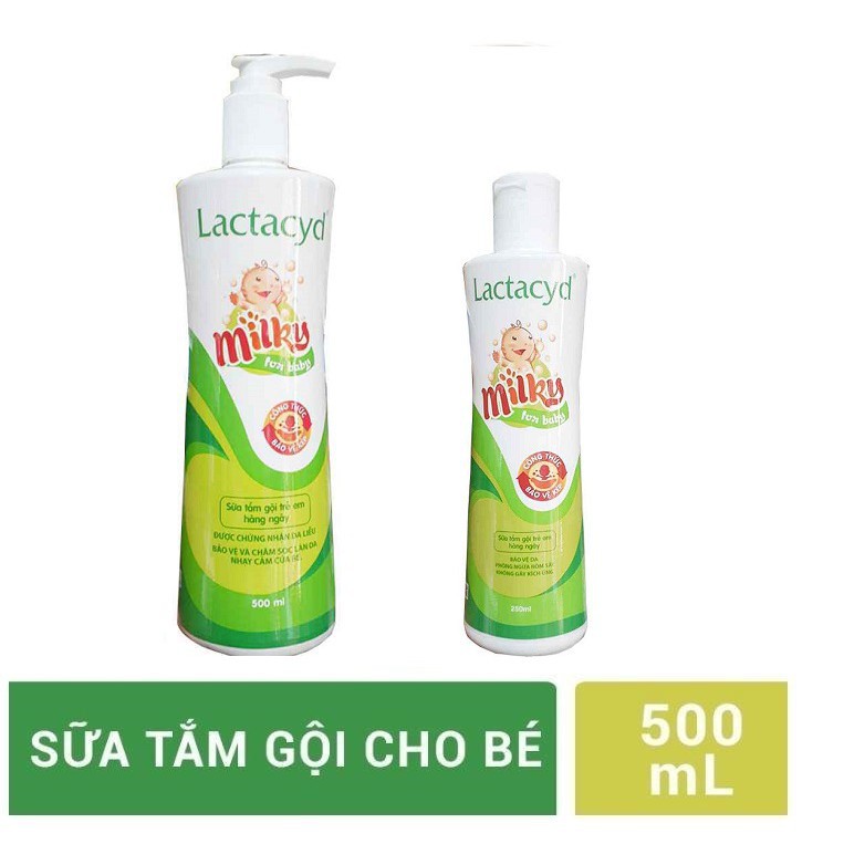 Sữa tắm gội cho bé Lactacyd Milky 250ml &amp; 500ml ngừa rôm sẩy