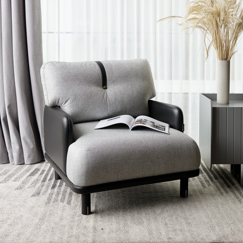 Sofa đơn Semic SMA Nordic màu đen ghi SMD80 Bản tiêu chuẩn-Hàng chính hãng