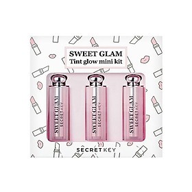 Set 3 son dưỡng môi có màu mini Secret Key Sweet Glam Tint Glow - Mini Kit (Baby Pink, Juicy Orange, Punky Pink)
