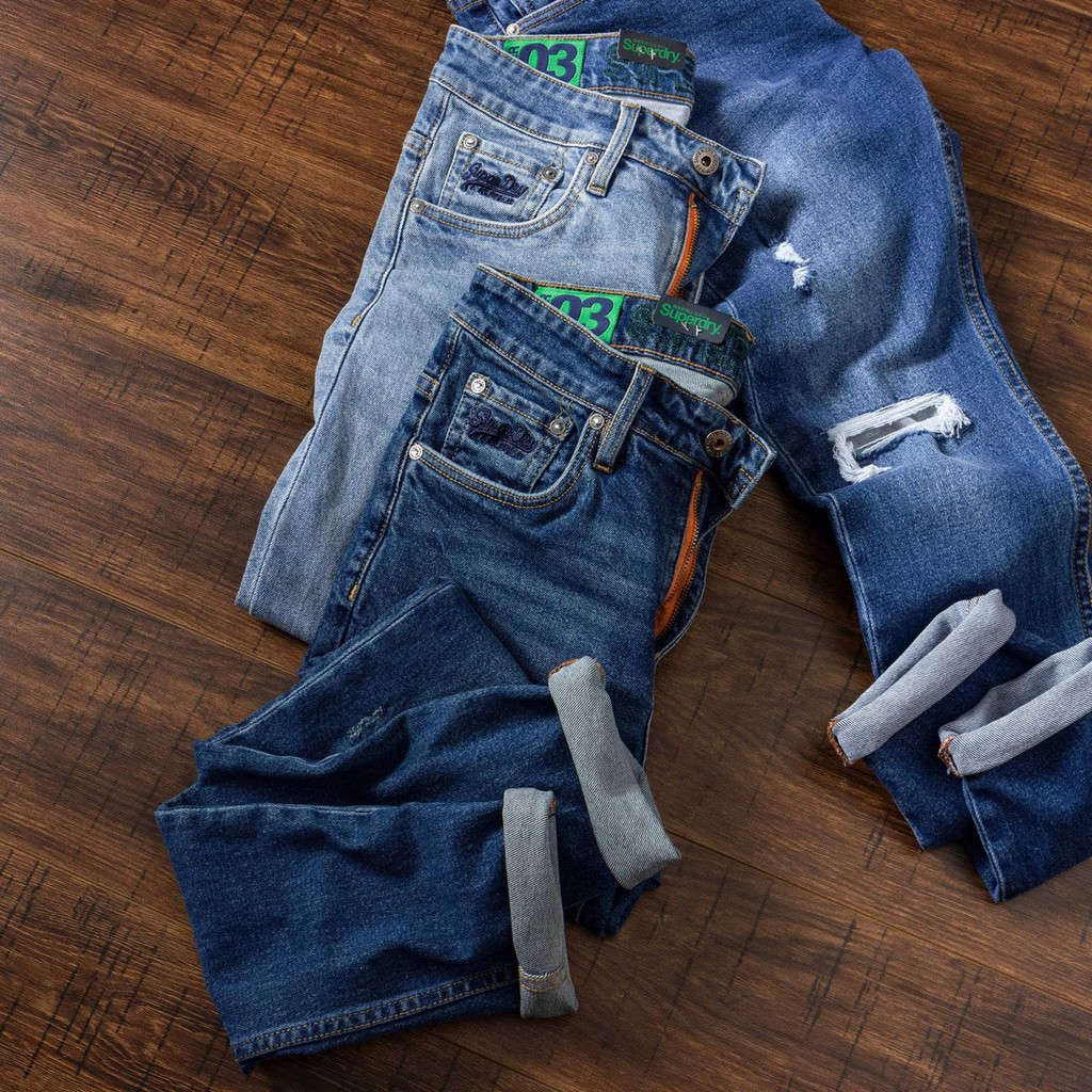Quần Jean Dài Nam S.Dry Chất Jean Co dãn, rách xước - Hàng nhập khẩu