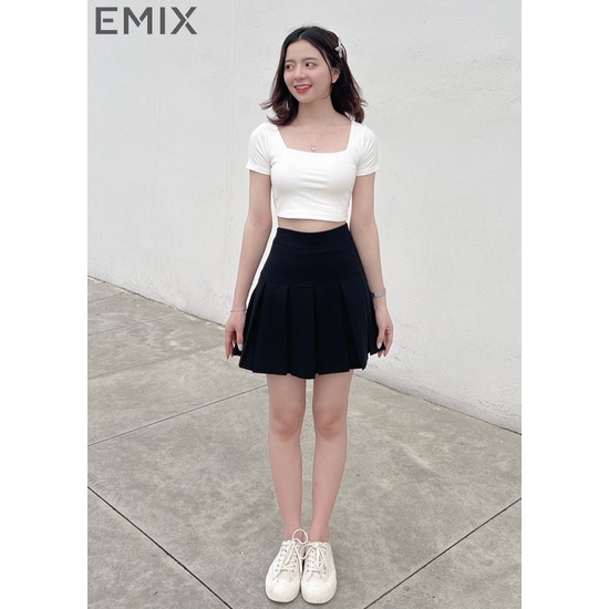 Chân váy tennis EMIX (3 màu), ulzzang, dáng ngắn 40cm, cạp cao, form rộng, chữ A, xếp ly bản to, chất tuyết mưa CV305