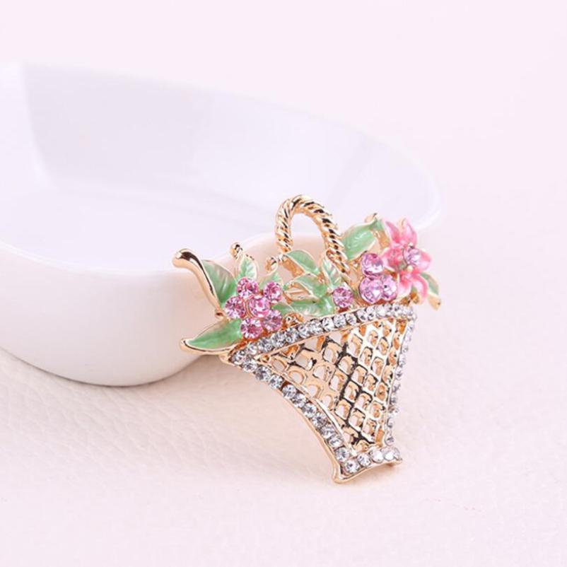 Ghim Cài Áo Hình Giỏ Hoa Rỗng Mạ Kẽm Thời Trang
