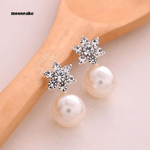 Cặp bông tai đính đá ngọc trai giả thanh lịch cho nữ