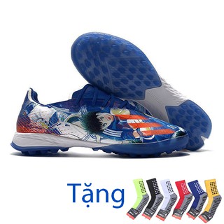 Giày Bóng Đá X Ghosted.1 Tsubasa Xanh Biển Vạch Cam TF - Tặng kèm tất chống trơn