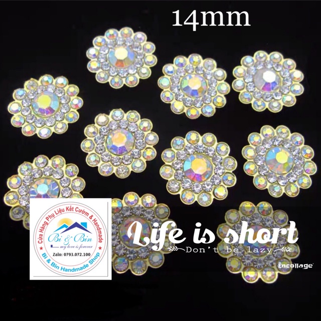 20 Viên Đá Đế Tròn Viền Xoàn Đính Kết Trang Phục Thời Trang