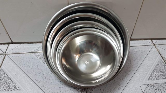 Combo 5 cái thau 18 ,20,22,24,và 28cm inox 430 cao cấp ,dày 5zem