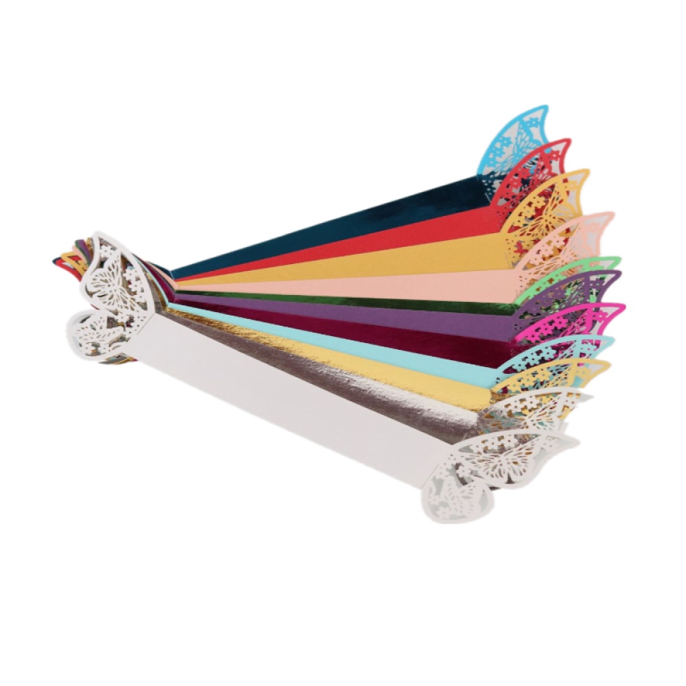 Bộ 50 vòng buộc khăn ăn bằng giấy cắt Laser hình bướm trang trí bàn tiệc cưới/sinh nhật/khách sạn