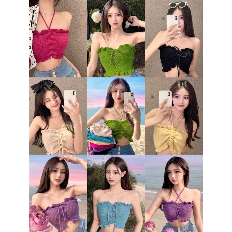 Áo Crop top Màu Xanh Lá Thiết Kế Quyến Rũ Thời Trang Cho Nữ