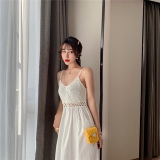 (Sẵn be) váy cói 2 dây đi biển