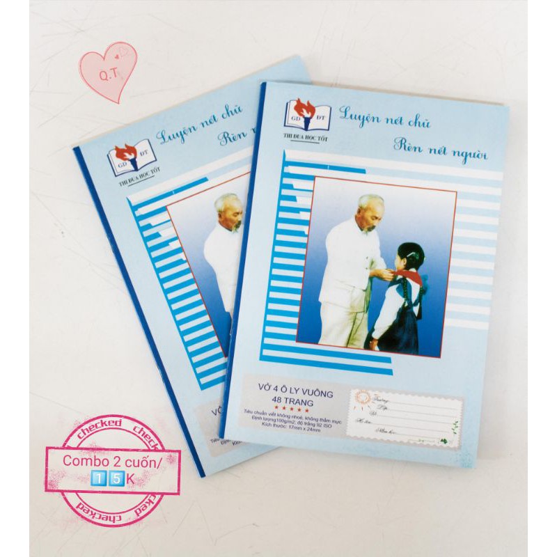 Vở luyện chữ 4 ô ly vuông 48 trang bìa Bác Hồ