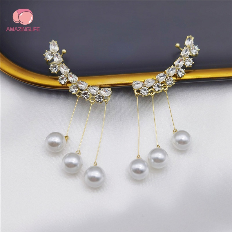 [Amazinglife] Bông Tai Đinh Tán Dáng Dài Đính Kim Cương Giả Phong Cách Hàn Quốc Tinh Tế Cho Nữ Dự Tiệc