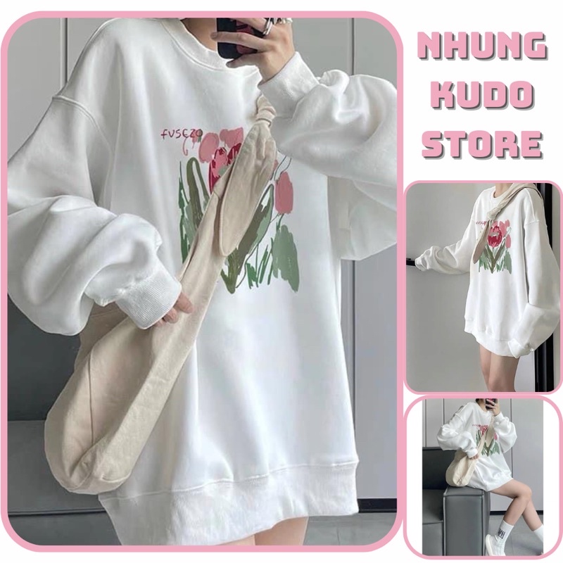Áo polo cổ kéo khoá tay bồng FVSEZO hoa hồng thu đông dành cho nữ Nhungkudo