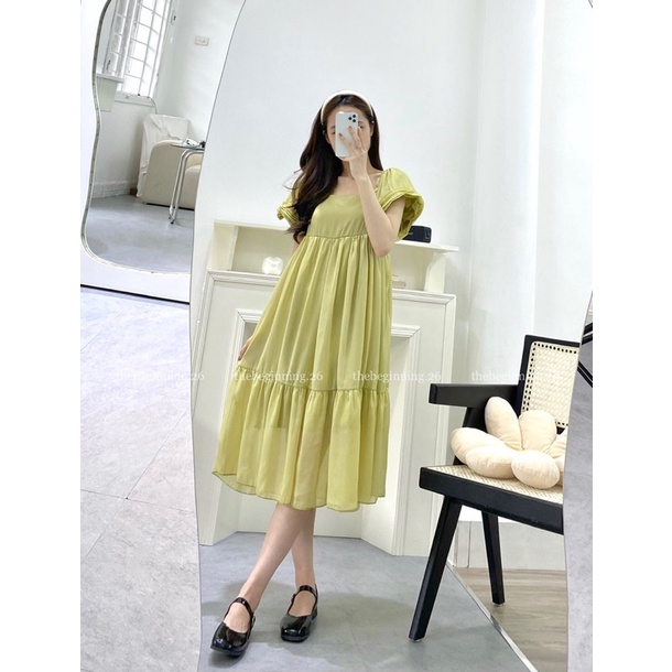 V7294 Váy tơ dáng tầng hai lớp phong cách Hàn Quốc