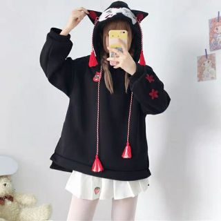 áo hoodie cute tai mèo kèm ảnh thật