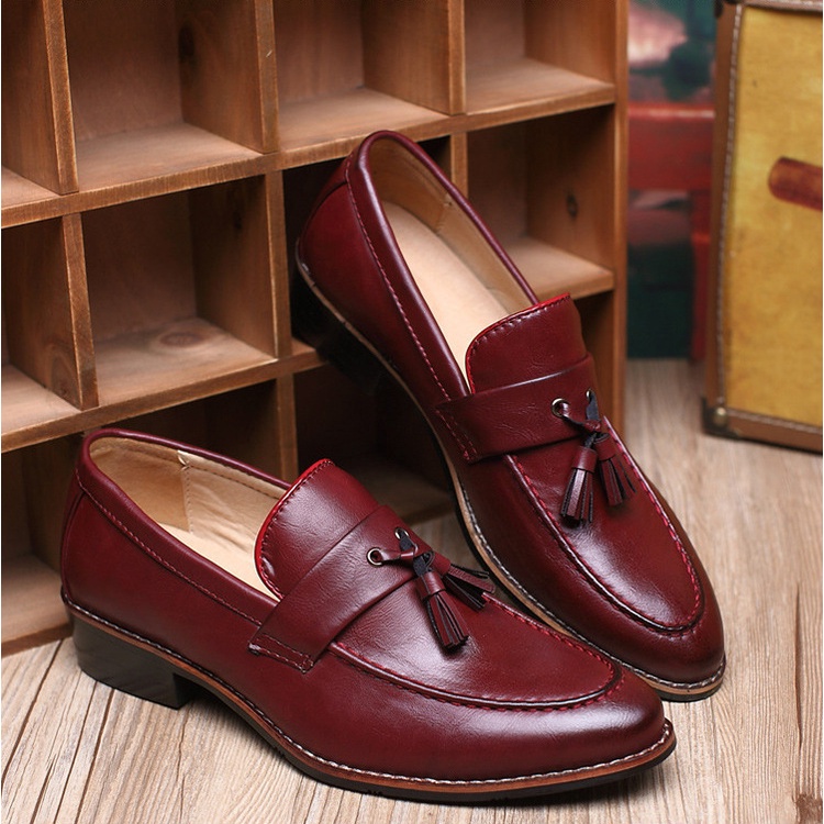 Giày Lười Phối Tua Rua Chất Liệu Da Thời Trang Cho Nam Size 37-48