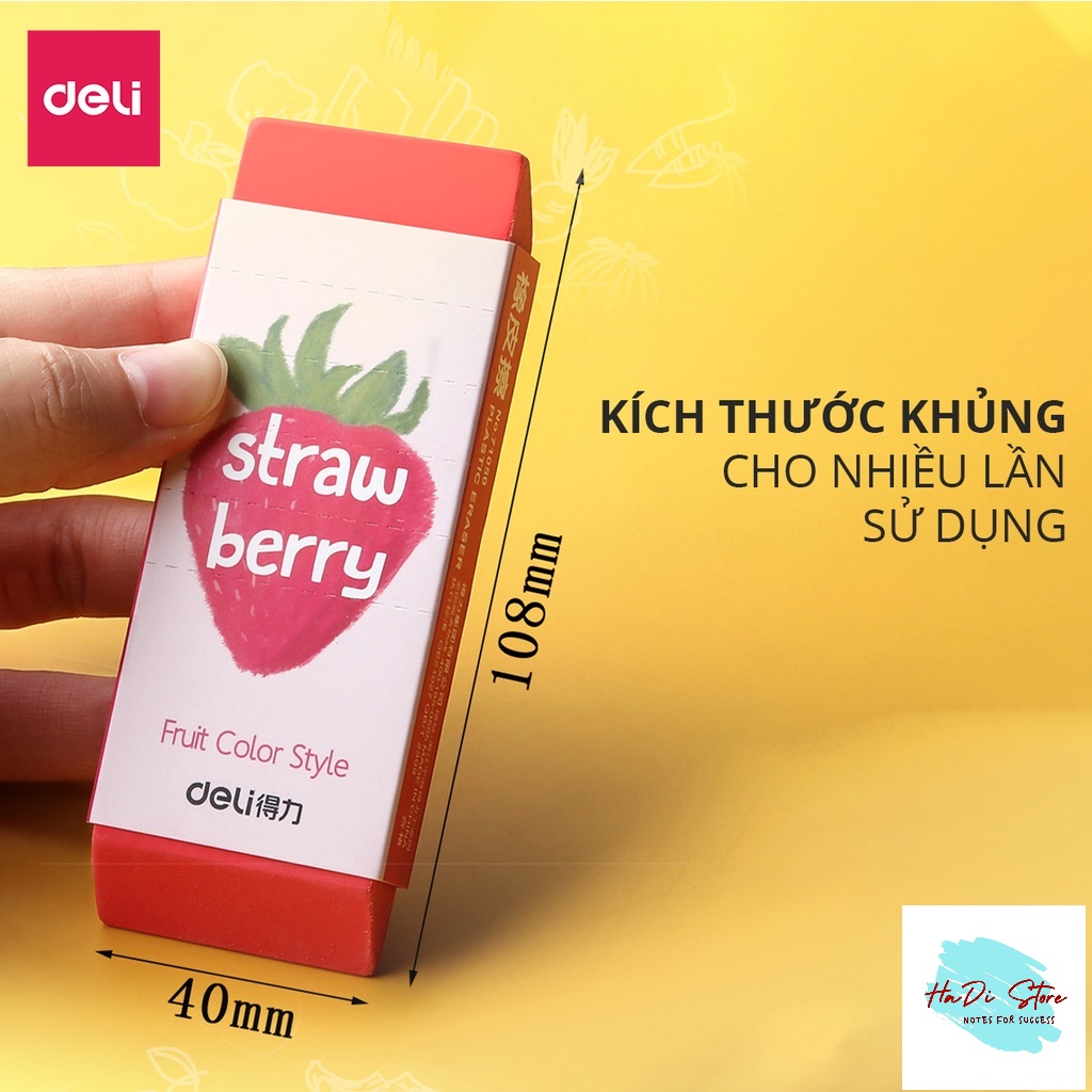 Gôm tẩy siêu to hình vẽ hoa quả dùng lâu dài DELI-71050