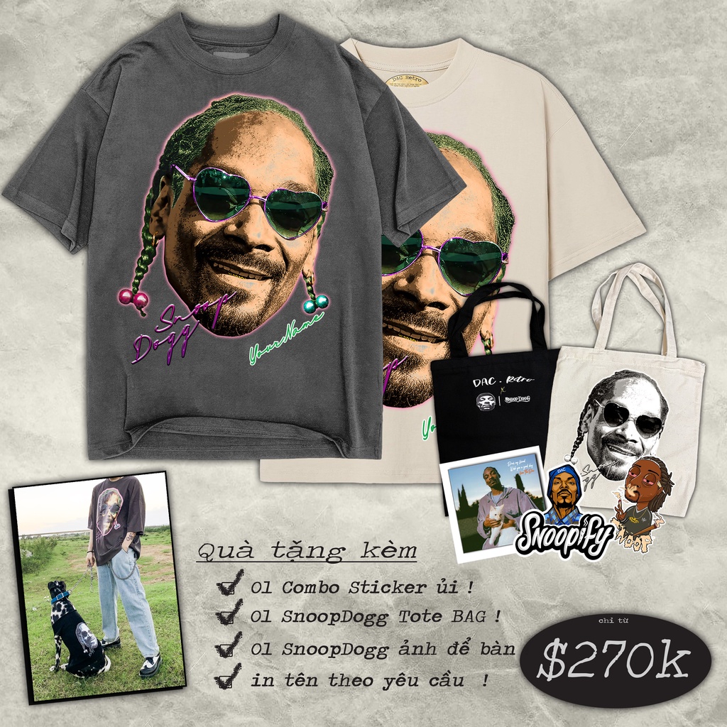 Áo Thun DACretro Rapper SnoopDogg phong cách HipHop | BigBuy360 - bigbuy360.vn
