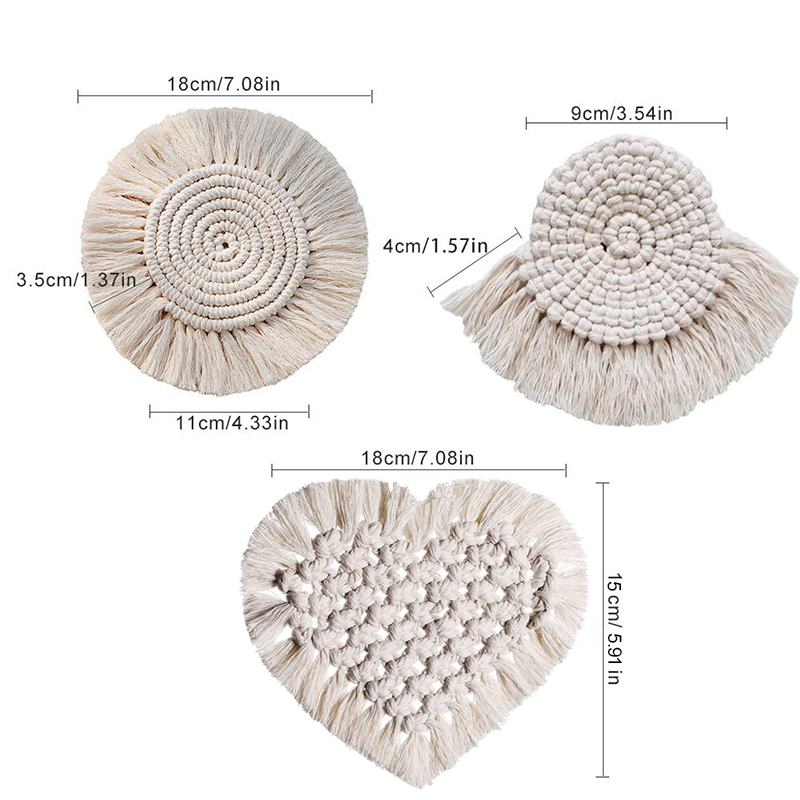 Northern Europe Macrame Cup Pad Bohemia Eco-friendly Heat Insulation Pad Placemat Dining Table Bowl Dish Mat Table Mat Pure Handmade Cotton Braid Non-slip Insulation Mats