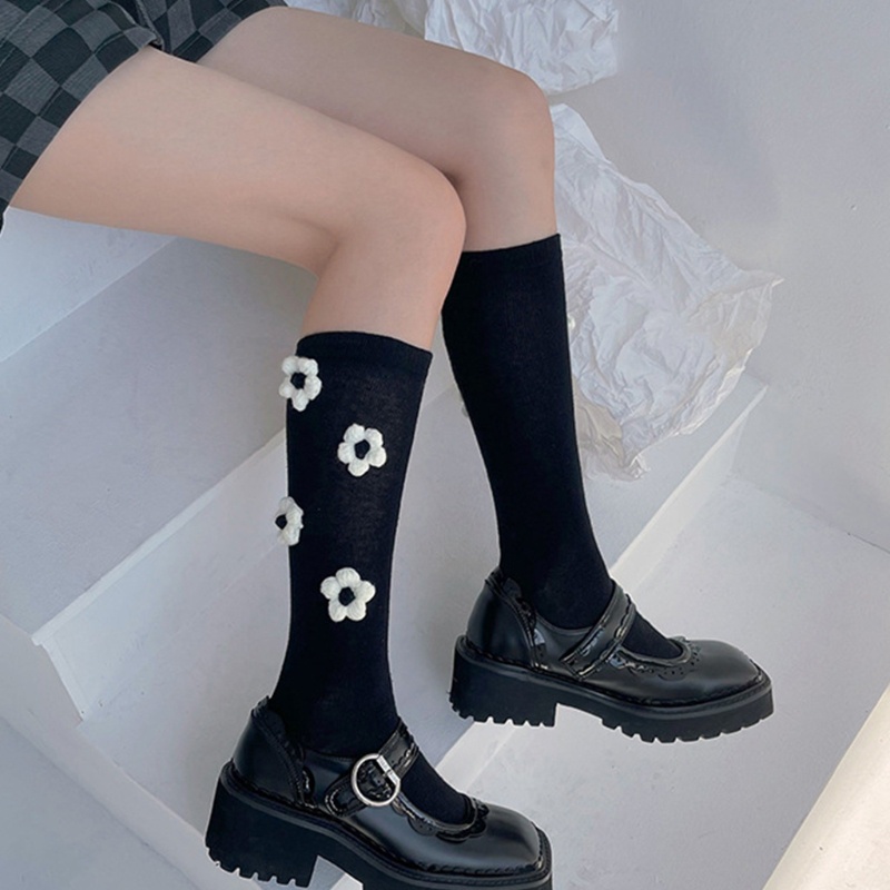 Vớ len cổ cao giữa bắp hoa 3D phong cách Lolita dễ thương cho nữ