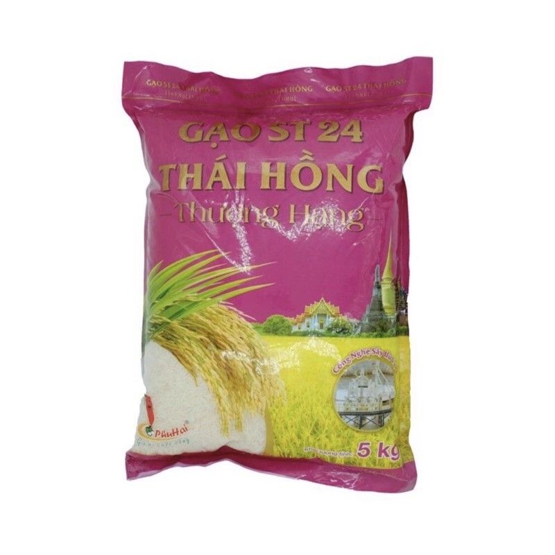 Gạo Thái hồng ST24 thượng hạng túi 5kg