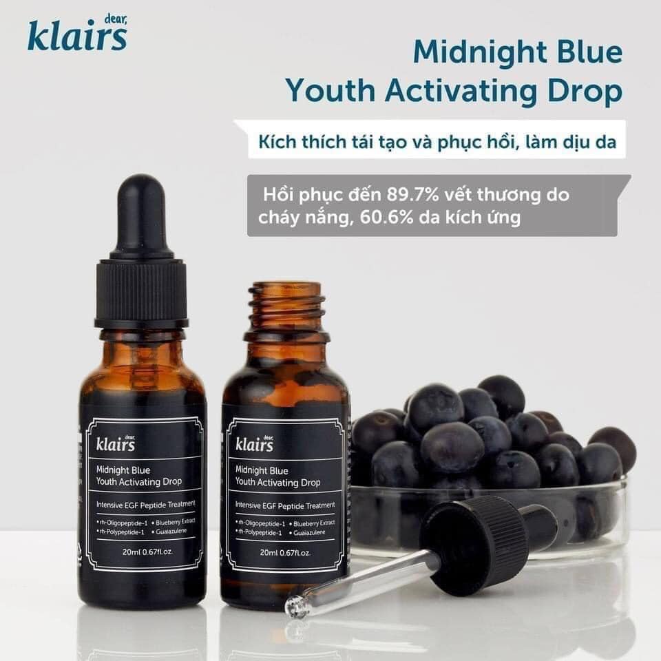 Tinh Chất Phục Hồi Da Ban Đêm Dear Klairs Midnight Blue Youth Activating Drop 20ml