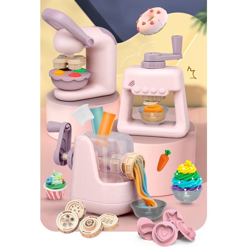 Bộ đồ chơi máy làm mì, máy làm kem, máy làm hamburger bằng đất nặn - đất sét cao cấp không độc hại