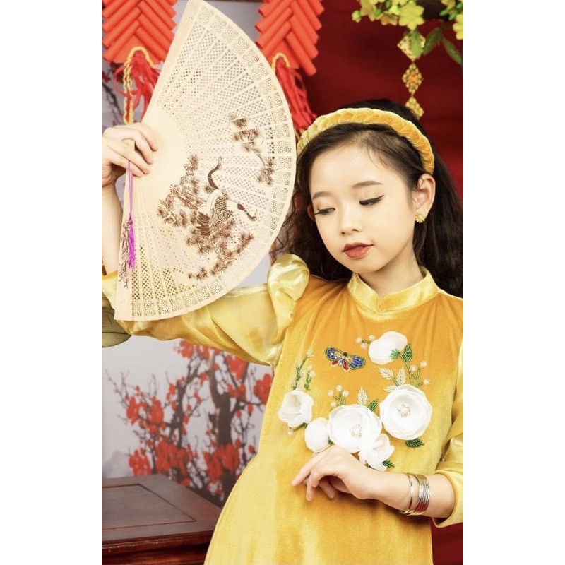 Bờm tết nhung cho bé mặc áo dài
