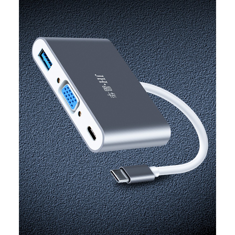 Cáp chuyển Usb Type-c ra VGA, USB 3.0, PD 60w cho Dell Xps, Macbook - Jinghua Z334