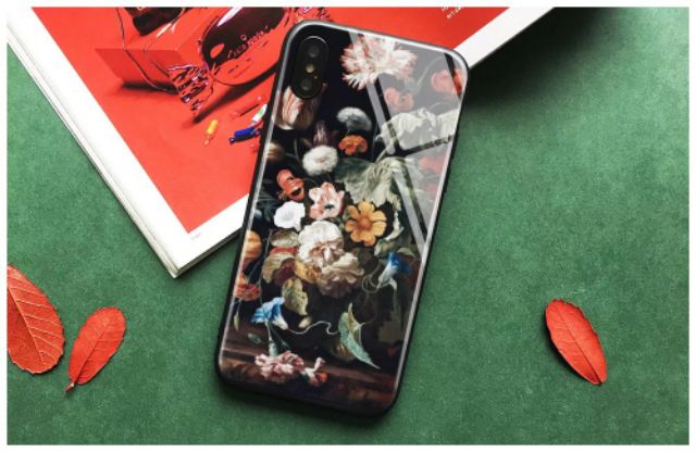 Ốp Lưng Kính Cường Lực / Case Hoa Chống Vỡ Dành Cho 13ProMax 12ProMax 11ProMax X XSMAX Fukishop