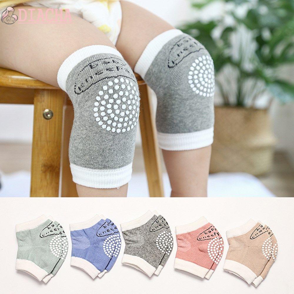 Cặp miếng đệm bảo vệ đầu gối/ khuỷu tay lưới cotton thoáng khí dày dặn chống trượt giữ ấm nhiều màu cho bé tập bò