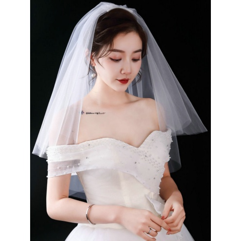 Voan Lúp Cô Dâu 2 Lớp Tiệm Thêu Việt Khăn Trùm Đầu Cô Dâu