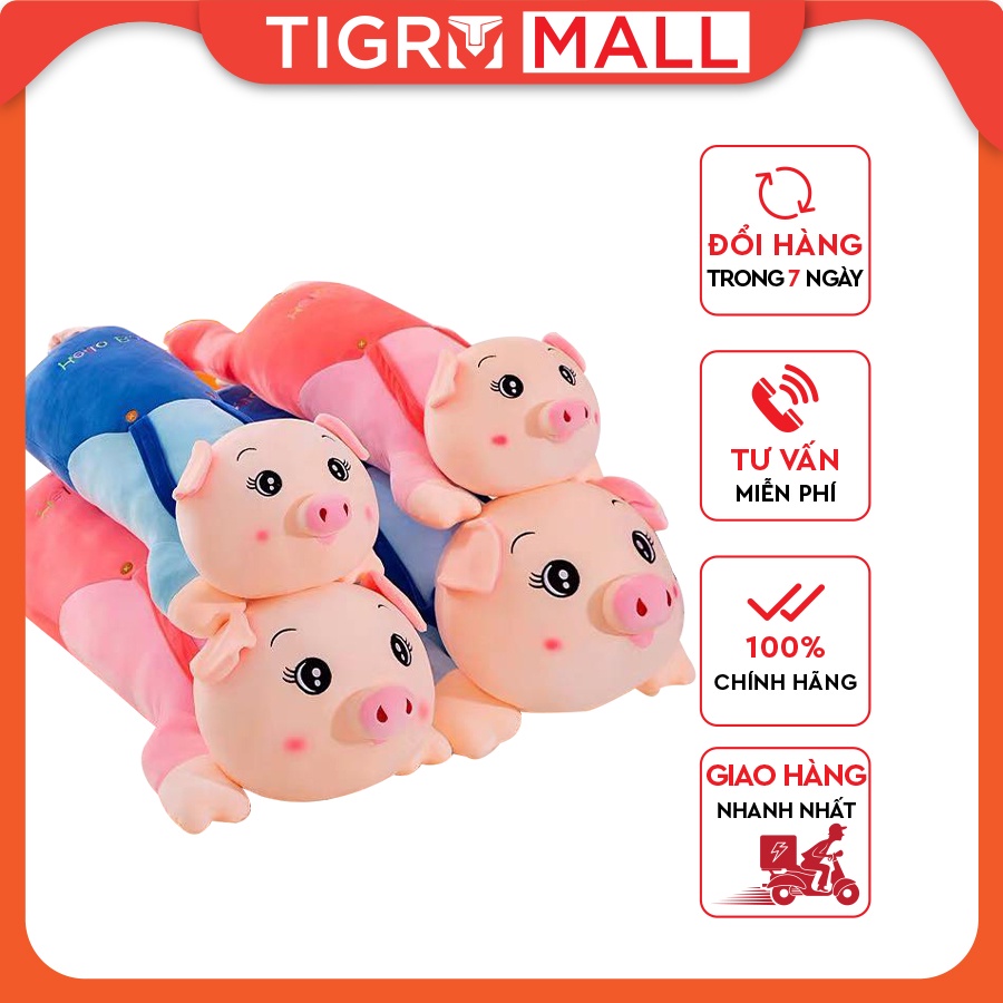 Gấu Bông Lợn Yếm Màu Xanh, Màu Hồng Đáng Yêu Ngộ Nghĩnh,Thú Nhồi Bông Siêu Mềm Mịn Size 90cm - 1m4