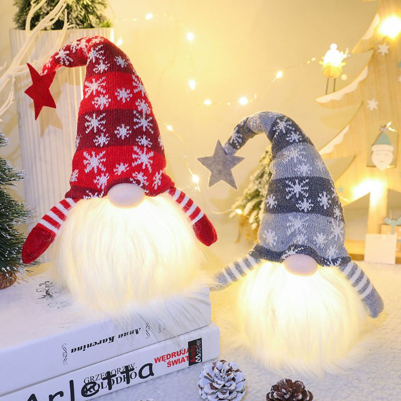 Búp Bê Tomte Đội Nón Dài Có Đèn LED Để Trang Trí Giáng Sinh