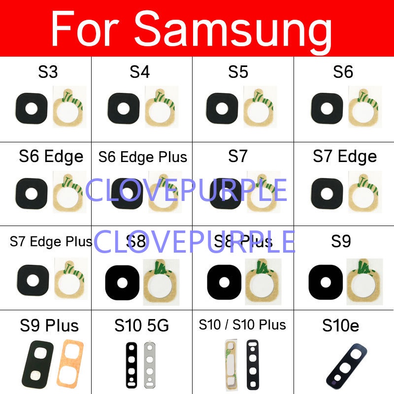 Thấu Kính Camera Sau Thay Thế Kèm Miếng Dán Cho Samsung Galaxy S3 S4 S5 S6 S7 S8 S9 S10 S10E Edge Plus 5g