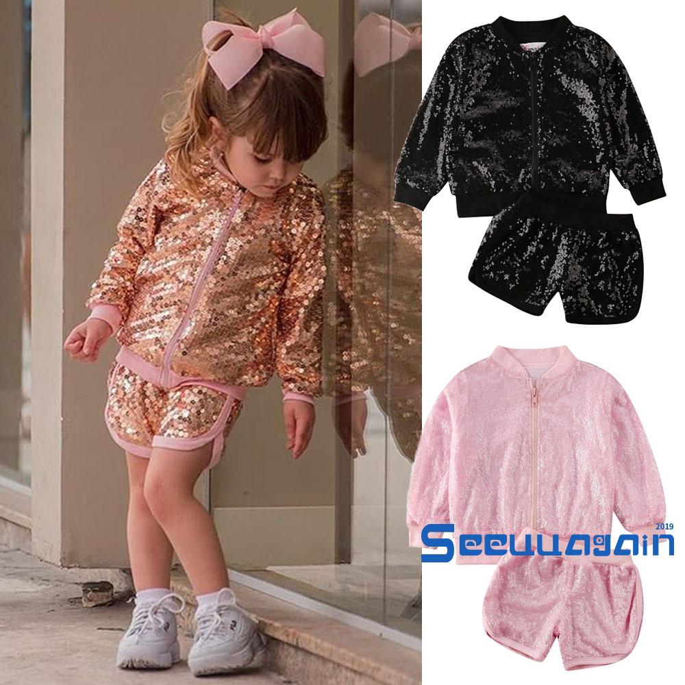 Set Áo Sát Nách+Quần Short Đính Kim Sa Cho Bé Gái