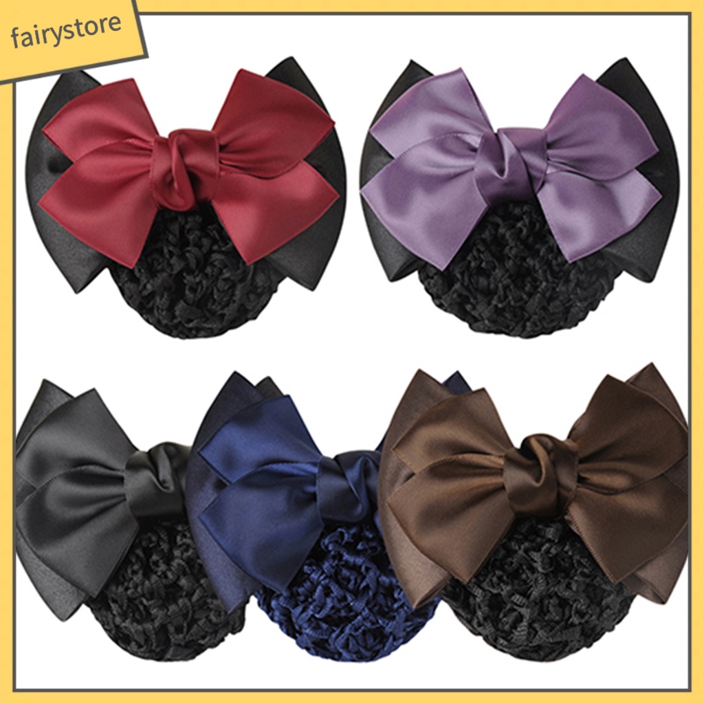 Kẹp lưới búi tóc đính nơ thời trang nữ tính