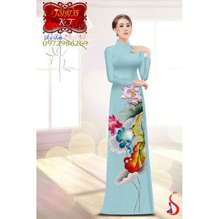 🌼Vải áo dài lụa 3D hoa sen chân đồng phục (đặt trước 4 ngày)🌸