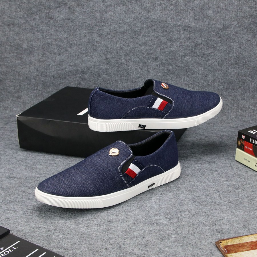 Giày lười vải nam thân xanh đen đế trắng TS279 Tronshop | BigBuy360 - bigbuy360.vn