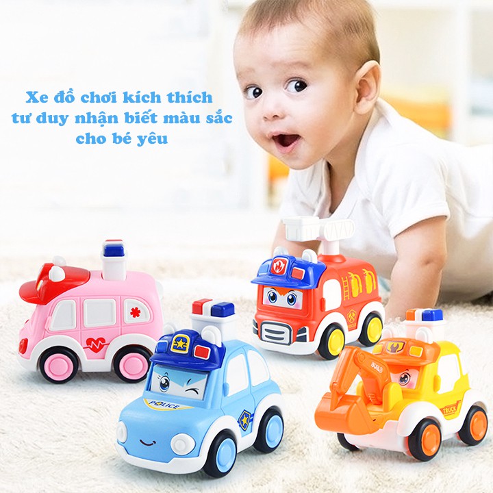 Xe ô tô đồ chơi cho bé, xe đồ chơi cho bé chạy cót bằng nhựa nguyên sinh ABS bấm nút thay đổi cảm xúc Baby-S - SDC058
