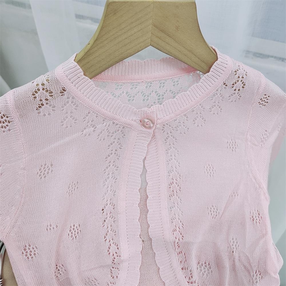 Áo Khoác Dệt Kim Bằng Lụa Mát Thoáng Khí Chống Nắng Ngoài Trời Cho Bé Gái