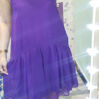 Đầm suông 2 dây phối ren bèo