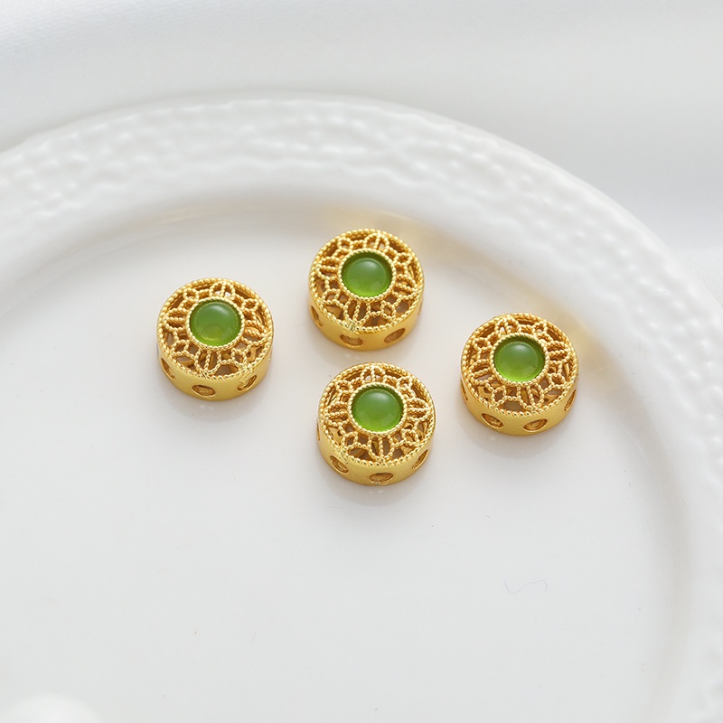 Chuỗi Hạt Tròn Rỗng Màu Vàng Đồng 18k 10mm Dùng Làm Trang Sức diy