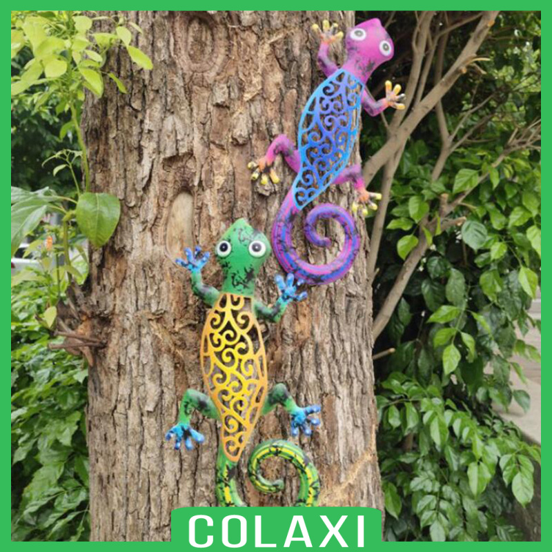 [COLAXI]2xWall Hanging Gecko Artworkd Decorative Lizard Outdoor Garden Decor  Blue