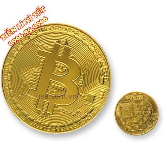 Đồng Xu Bitcoin Mạ Vàng 24k có hộp đựng