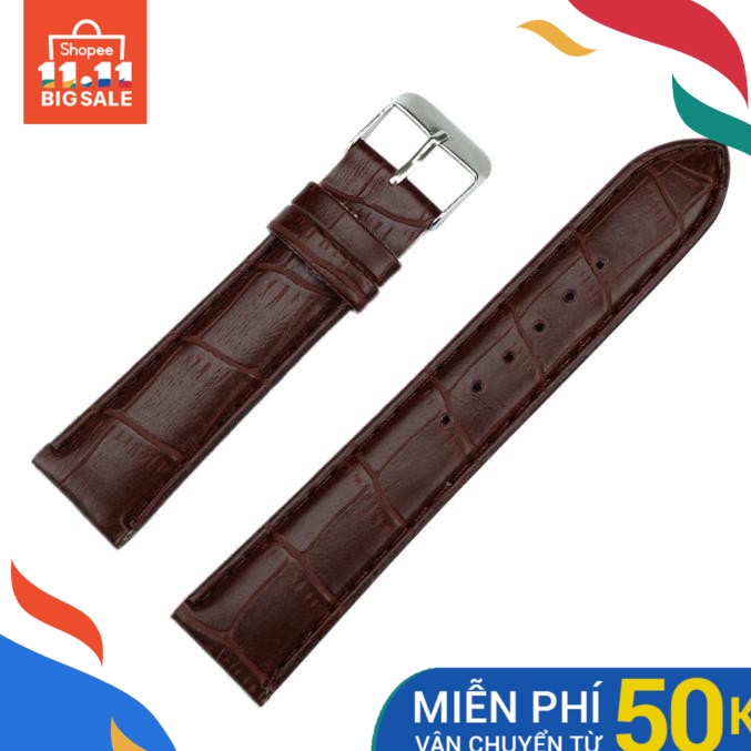 Dây da đeo đồng hồ nam nữ 20mm thời trang màu nâu