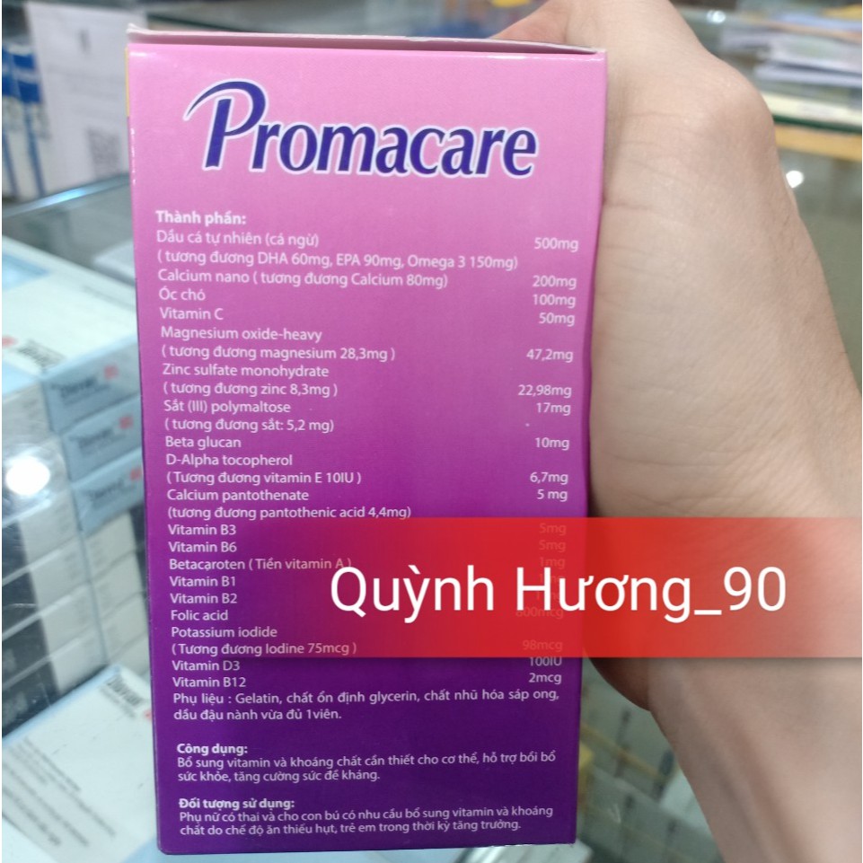 Viên bổ tổng hợp PROMACARE DHA giúp mẹ bầu thai kì khỏe mạnh ( lọ 30 viên )