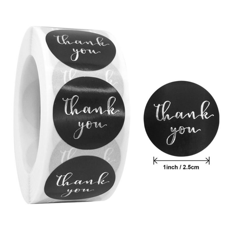 500 Sticker Thank You đóng gói hàng đường kính 2.5cm