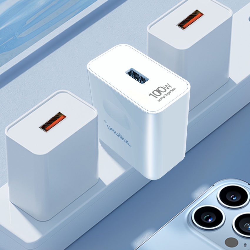 Củ sạc nhanh 100W FENGZHI U100C cổng USB kèm cáp sạc nhanh Type C 6A tương thích rộng cho các dòng điện thoại Android